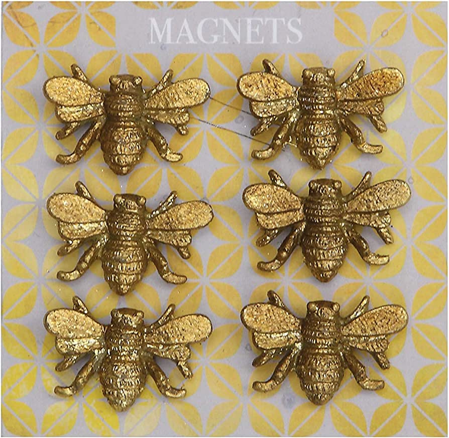 Gold Bee Magnets, Set of 6